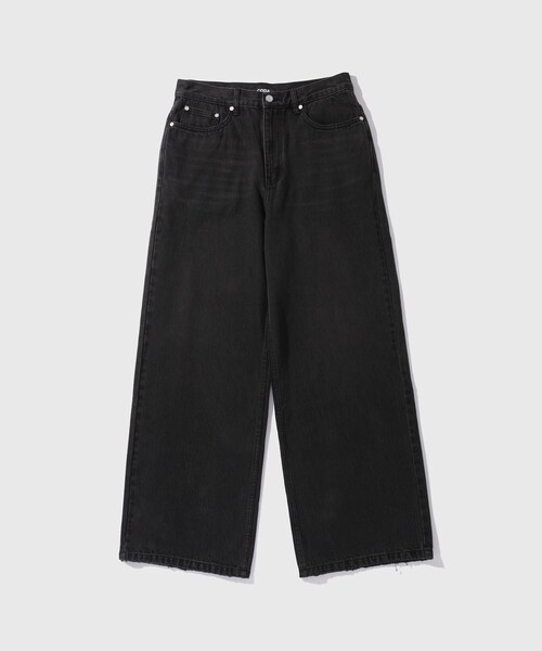 ADAM ET ROPE'（アダムエロペ）の「【CODA/コーダ】BLACK WASHED DISTRESSED BREAK CUT WIDE STRIGHT JEANS（デニムパンツ・メンズ・ブラック・0/1/2）」の3枚目の写真