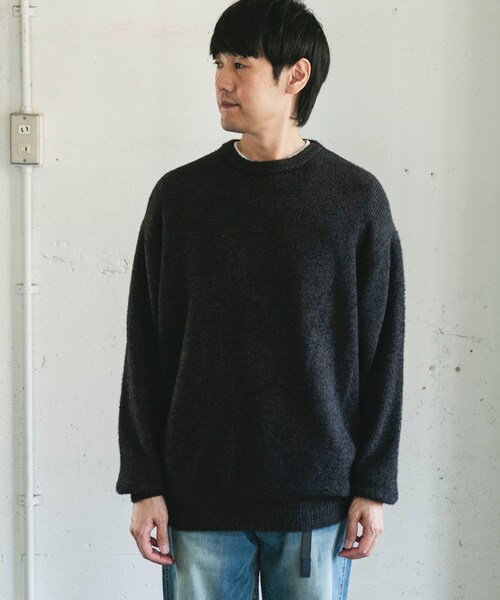 URBAN RESEARCH DOORS（アーバンリサーチドアーズ）の「メランジシャギー クルーネックニット（ニット/セーター・メンズ・BLUE/BLACK・M/L）」の12枚目の写真