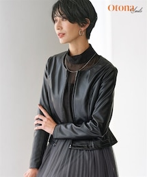 nissen | フェイクレザーノーカラージャケット【OtonaSMILE】(ジャケット/アウター)