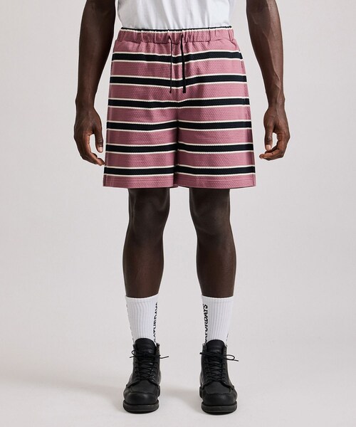 Saturdays NYC(サタデーズ ニューヨークシティ )の「Mesh Border Stripe Shorts(その他パンツ・レディース・ライトグリーン/パープル・L/M/S/XL)」の19枚目の写真