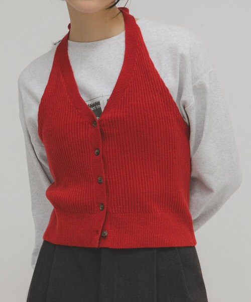 KBF（ケイビーエフ）の「2WAYニットビスチェ（その他トップス・レディース・RED/GRAY・One）」の17枚目の写真