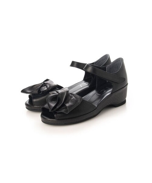 新品 23.5 MODE ET JACOMO D'ICI リボン 黒 革