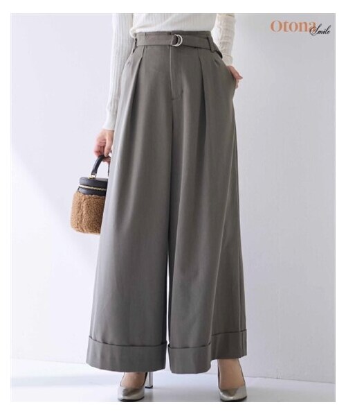 nissen（ニッセン）の「ワイドタックパンツ【OtonaSMILE】（パンツ・レディース・カーキグレー/黒・M/L/LL/3L）」の2枚目の写真