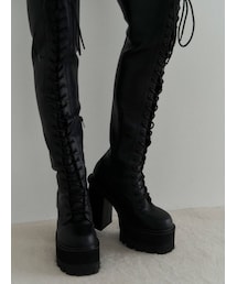 GAB GAB | 【GAB GAB×EMODA】レースアップバルキーロングブーツ(ブーツ)