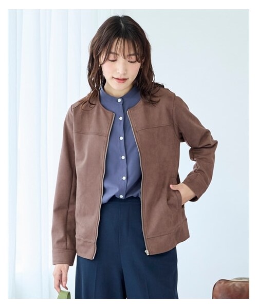 nissen（ニッセン）の「フェイクスエードノーカラーライダースジャケット＜大きいサイズ有＞（ライダースジャケット・レディース・ライトグレージュ/モカブラウン/くすみピンク/アイスブルー・L/LL/3L/4L/5L/6L/8L/10L/S/M）」の18枚目の写真