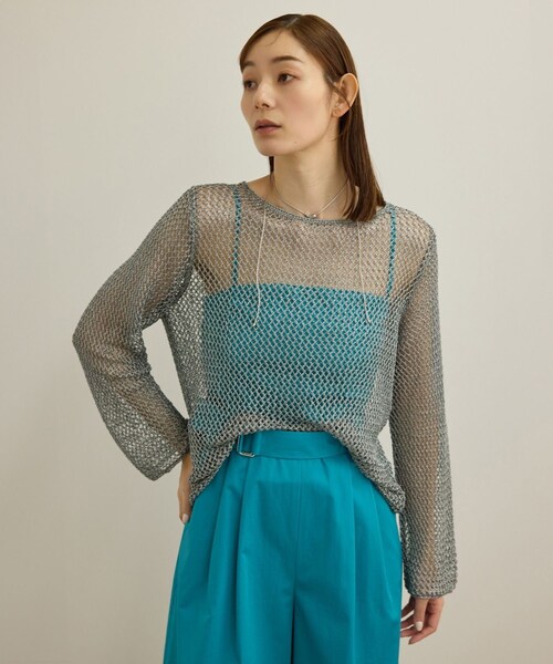 ROPE'(ロペ)の「ラメコードメッシュプルオーバー/洗える(その他トップス・レディース・ゴールド/シルバー・F)」の13枚目の写真