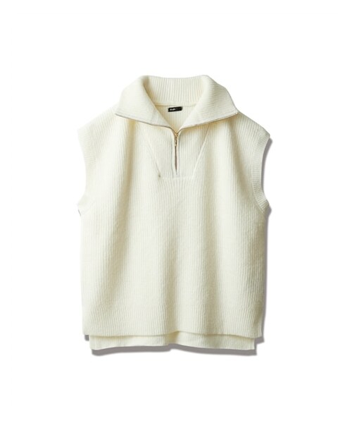nissen（ニッセン）の「【Soiunique】ハーフZIPニットベスト（ベスト・レディース・アイボリー/チャコール・M/L/LL）」の2枚目の写真