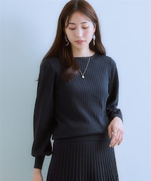 nissen | 洗えるフロントワイドリブパフスリーブニット(ニット/セーター)