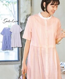 nissen | 大きいサイズ ウエスト切替綿混シャツワンピース(ワンピース)