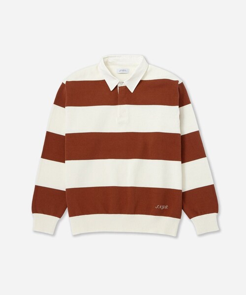 Saturdays NYC（サタデーズ ニューヨークシティ ）の「Rugger Polo Sweater（スウェット・レディース・チャコール/レンガ・L/M/S/XL）」の17枚目の写真