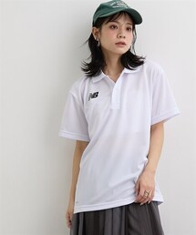 nissen | ロゴプリント衿リブ半袖ポロシャツ（ニューバランス）(ポロシャツ)