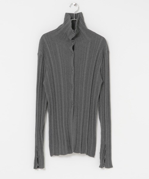 KBF（ケイビーエフ）の「ボタンアップランダムRIBニット（ニット/セーター・レディース・L.BEIGE/BROWN/CHARCOAL・One）」の12枚目の写真