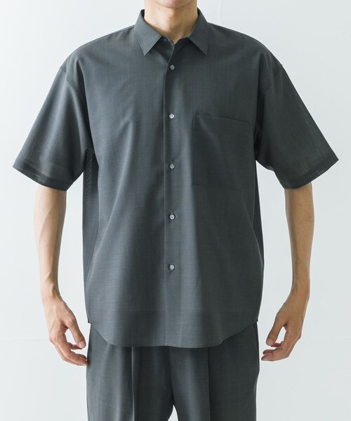 URBAN RESEARCH（アーバンリサーチ）の「ウォッシャブルウールサイロフィルショートスリーブシャツ（シャツ/ブラウス・メンズ・NAVY/BLACK/CHARCOAL・M/L/XL）」の10枚目の写真