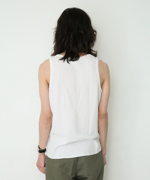 URBAN RESEARCH Sonny Label（アーバンリサーチサニーレーベル）の「『別注』JEMORGAN×Sonny Label　ワッフルラウンドタンクトップ（タンクトップ・メンズ・ナチュラル/ホワイト/杢グレー/ブラック・M/L/XL）」の8枚目の写真