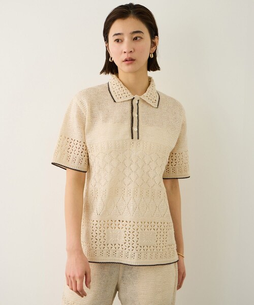 ROPE'（ロペ）の「【COOHEM(コーヘン)】SUKASHI EMBOSSED KNIT/イージーケア・セットアップ対応（ニット/セーター・レディース・キナリ/ラベンダー・F）」の12枚目の写真