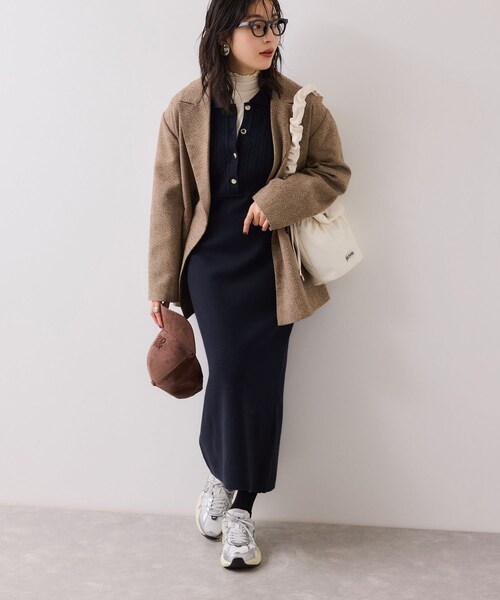 VIS（ビス）の「ポロケーブルモチモチニットワンピース（ワンピース・レディース・オフホワイト/ベージュ系/ネイビー・F）」の20枚目の写真