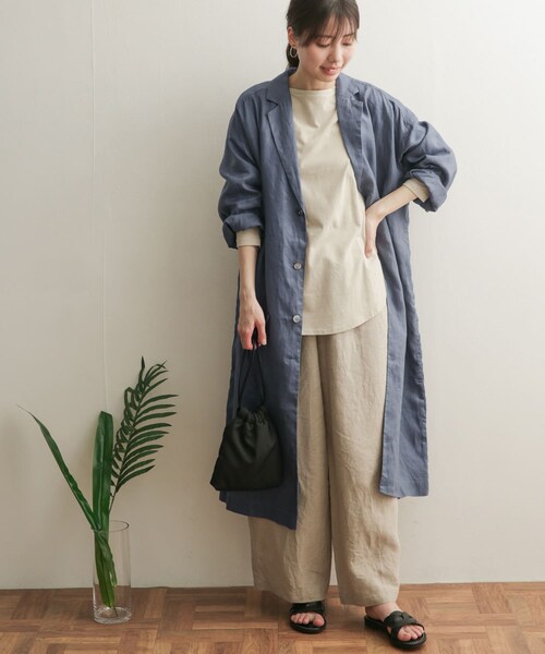 URBAN RESEARCH DOORS(アーバンリサーチドアーズ)の「リネンワイドチェスターコート(チェスターコート・レディース・NATURAL/BLUE・1)」の21枚目の写真