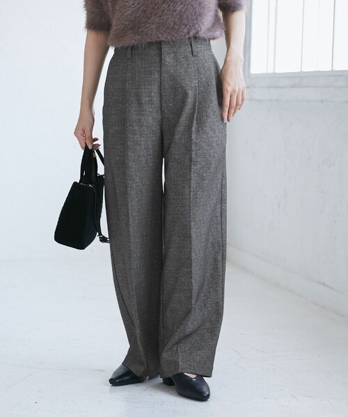 ROPE' PICNIC(ロペピクニック)の「【低身長・小柄さんサイズ】レディハンサムシリーズ ウールライクウエストタックセミワイドパンツ(スラックス・レディース・ブラック系/グレー/ライトグレー/ベージュ系/ネイビー・M/S)」の13枚目の写真