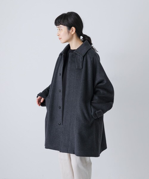 かぐれ（カグレ）の「ウールバックタックショートコート（ステンカラーコート・レディース・GRAY/CHARCOAL・Free）」の13枚目の写真