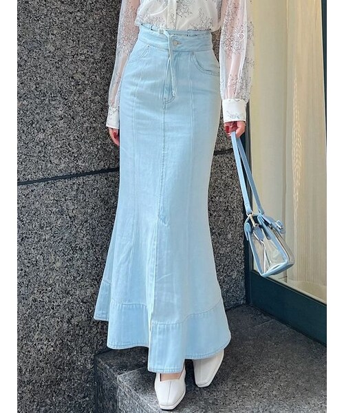 RESEXXY（リゼクシー）の「ウエストデザインマーメイドデニムスカート（デニムスカート・レディース・アイスブルー/ホワイト/インディゴ・S/M）」の16枚目の写真