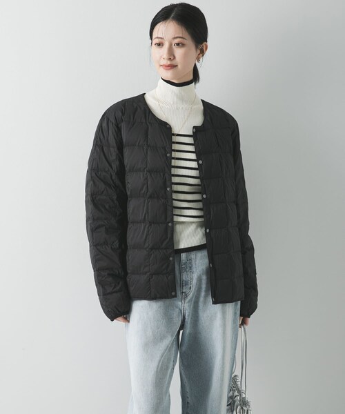 URBAN RESEARCH（アーバンリサーチ）の「『WEB限定』インナーダウン付スタンドカラーロングコート（テーラードジャケット・レディース・BLACK/KHAKI・Free）」の10枚目の写真