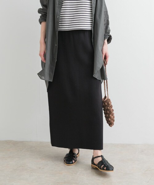 URBAN RESEARCH DOORS(アーバンリサーチドアーズ)の「リネン混ニットストレートスカート(スカート・レディース・BLACK/CHARCOAL・M)」の6枚目の写真