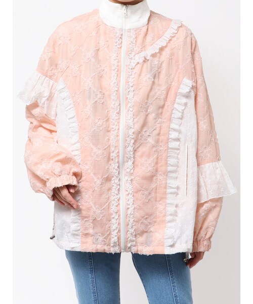 merry jenny（メリージェニー）の「flower frill laceブルゾン（ブルゾン・レディース・オフホワイト/ブラック/ピンク・F）」の4枚目の写真