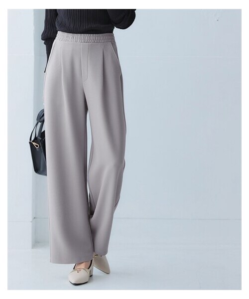 nissen（ニッセン）の「しわになりにくいキレイ目リップルセミワイドストレートパンツ（抗菌防臭・防しわ）（セットアップ可能）＜大きいサイズ有＞（スラックス・レディース・グレー/ブラウン/ネイビー・S/M/L/LL/3L/4L/5L/6L/8L/10L）」の15枚目の写真