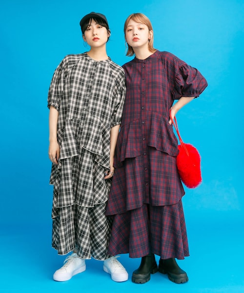 チェックイレヘムワンピース