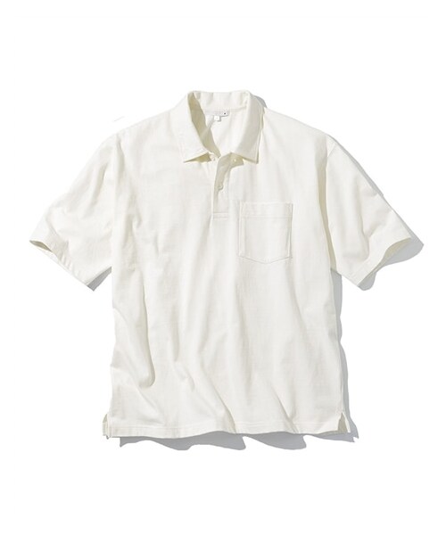 nissen（ニッセン）の「オーバーサイズカットソーポロシャツ（ポロシャツ・メンズ・アイボリー/カーキ/ネイビー/黒・M/L/LL/3L/4L/5L/6L/8L/10L）」の8枚目の写真