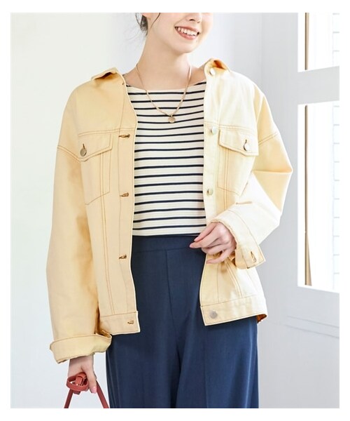 nissen（ニッセン）の「大きいサイズ ビッグシルエットGジャン（ジャケット/アウター・レディース・インディゴ/アイボリー/サックス・L/LL/3L/4L/5L/6L/8L/10L）」の13枚目の写真