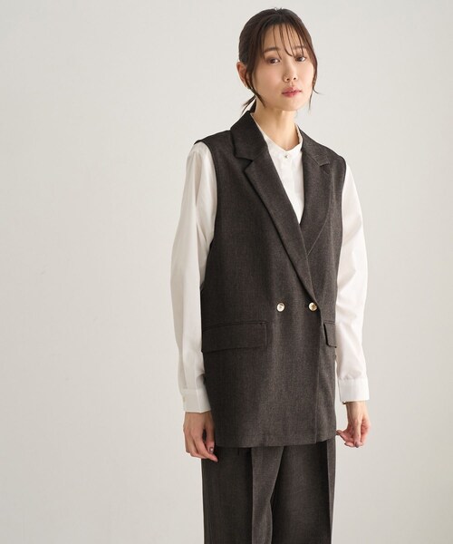 ROPE' PICNIC(ロペピクニック)の「洗えるウーリッシュジレ・ベスト/セットアップ対応(ベスト・レディース・ダークブラウン/ベージュ系/グリーン系/ネイビー・F)」の18枚目の写真