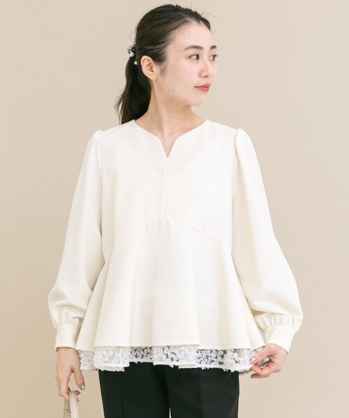 URBAN RESEARCH ROSSO（アーバンリサーチロッソ）の「『WEB限定』レイヤードペプラムブラウス（シャツ/ブラウス・レディース・OFF×OFF/BLK×BLK・Free）」の6枚目の写真