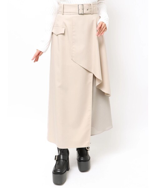 MURUA（ムルーア）の「レイヤードハイウエストスカート（スカート・レディース・ブラック/ベージュ・1/2）」の14枚目の写真