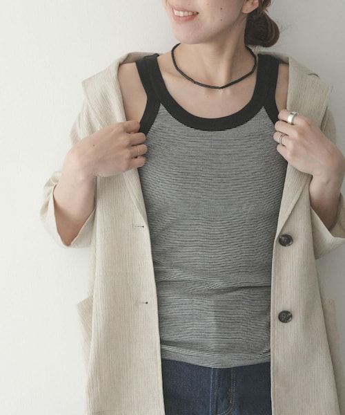 URBAN RESEARCH Sonny Label（アーバンリサーチサニーレーベル）の「Miller　パネルリブアスレチックタンクトップ（タンクトップ・レディース・30BLU-W2/31WHT-GN/50BLK-W3/52GRY-BB・One）」の2枚目の写真