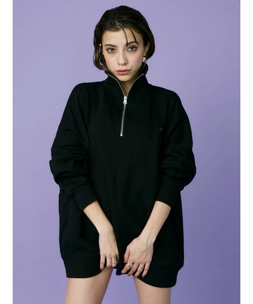 EVRIS（エヴリス）の「【WEB限定】ハーフジップスウェットトップス（スウェット・レディース・ブルー/ホワイト/ブラック・8/F）」の2枚目の写真