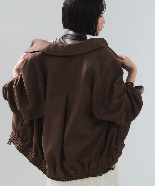 VIS（ビス）の「合皮＆スエードライクジップアップブルゾン（ブルゾン・レディース・ダークブラウン/ダークブラウン系/ピンク系・F）」の8枚目の写真