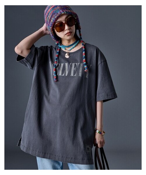 nissen（ニッセン）の「綿100％ピグメント染ロゴプリントチュニックTシャツ＜大きいサイズ有＞GEVS.（チュニック・レディース・トマトレッド/パープル/チャコール・M/L/LL/3L/4L/5L/6L/8L/10L）」の8枚目の写真