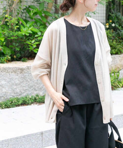 ITEMS URBANRESEARCH（アイテムズ アーバンリサーチ）の「シアーVネックニットカーディガン（カーディガン/ボレロ・レディース・GREGE/BLK/MNT/MOC・FREE）」の15枚目の写真