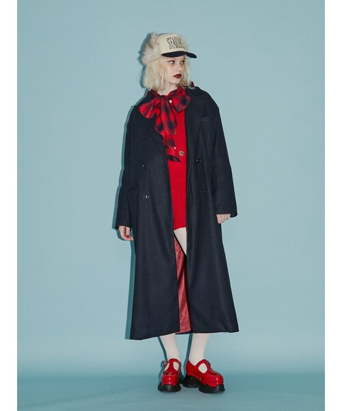 jouetie（ジュエティ）の「ダブルブレストロングコート（チェスターコート・レディース・グレー/ピンク/ネイビー/ブラック/ボルドー・M）」の22枚目の写真