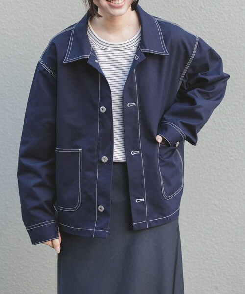 URBAN RESEARCH DOORS（アーバンリサーチドアーズ）の「FORK&SPOON　PEダックジャケット（カバーオール・レディース・NAVY/IVORY・1）」の13枚目の写真