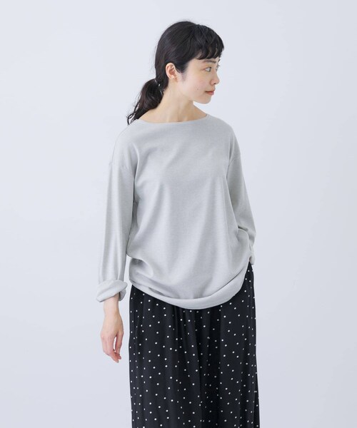 かぐれ（カグレ）の「ボートネックロングカットソー（Tシャツ/カットソー・レディース・OFF/L.GRAY/NAVY・Free/FREE）」の4枚目の写真