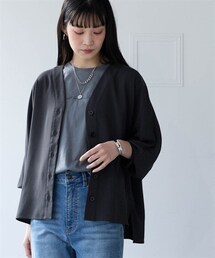 nissen | 【しわシャキ】裾スリットシャツカーディガン（防しわ・形態安定・接触冷感・UVカット）＜大きいサイズ有＞(カーディガン/ボレロ)