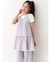 CALNAMUR | フロントレースアップデニムワンピース(ワンピース)