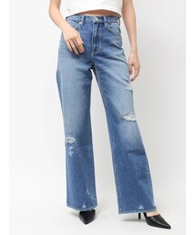 GYDA | ハイウエストPATCHダメージストレートワイドデニムパンツ(デニムパンツ)