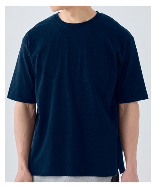 nissen（ニッセン）の「綿１００％ヘビーウェイトオーバーサイズ５分袖Tシャツ（胸ポケット付）【大きいサイズ有】（Tシャツ/カットソー・メンズ・オフホワイト/チャコール/ネイビー/黒・M/L/LL/3L/4L/5L/6L/8L/10L）」の4枚目の写真
