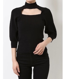 MURUA | パフスリーブデコルテオープンニット(ニット/セーター)