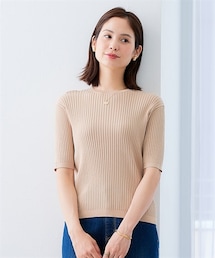 7days Life Styling | 【ひんやり接触冷感】５分袖クルーネックニット　アンサンブル対応（UVカット・毛玉になりにくい）<大きいサイズ有>(ニット/セーター)