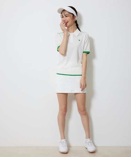 ROPE'(ロペ)の「ハーフスリーブニットポロ襟プルオーバー(ニット/セーター・レディース・ブラック/ホワイト系/イエロー・L/M/S)」の12枚目の写真