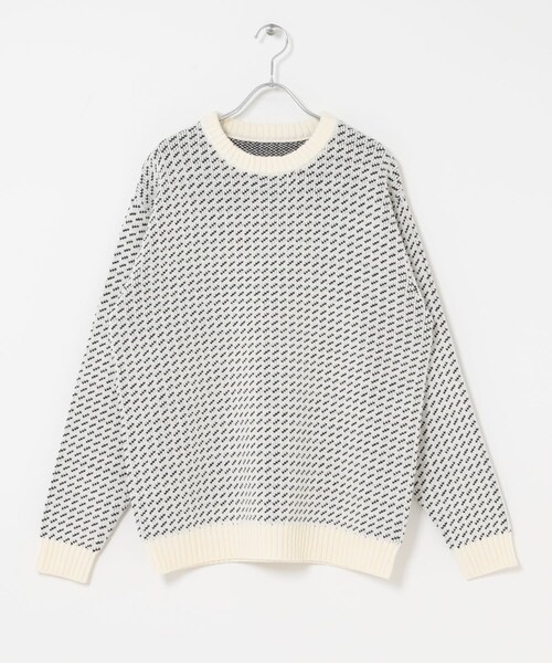 ITEMS URBANRESEARCH（アイテムズ アーバンリサーチ）の「マシンウォッシャブル バーズアイ クルーニット（ニット/セーター・メンズ・WHT/BGD/NVY/BLK・M/L）」の13枚目の写真